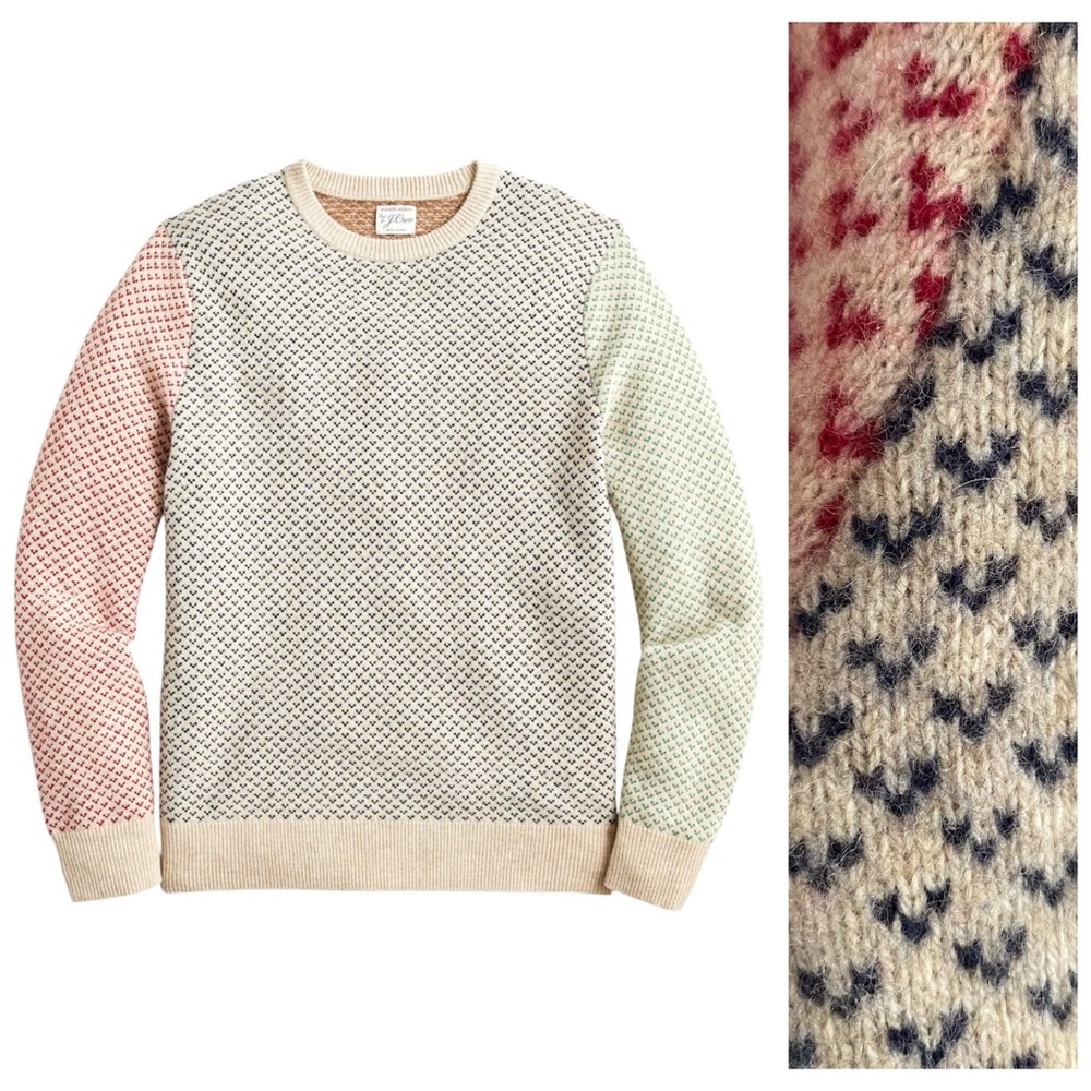 J. Crew Rugged Merino Wool-blend Bird's-eye Knit Wool Blend Sweater Small